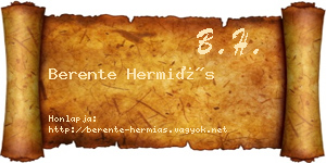 Berente Hermiás névjegykártya
